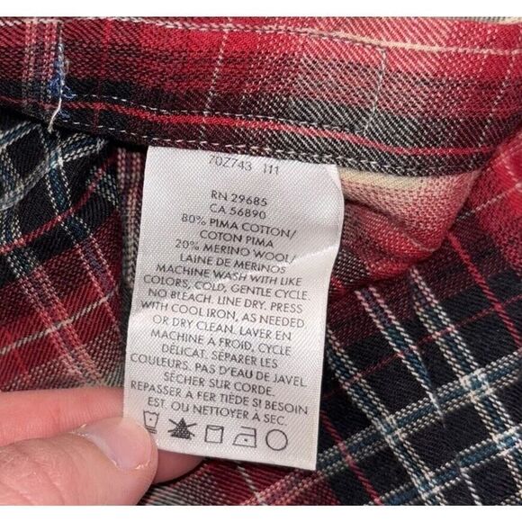 Pendleton Pearl Snap Shirt Mens Medium Red Merino Wool Pima Austin Lucky Brand - Picture 8 of 10
